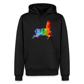 Paint Splash Llama Buntes Llama - Männer Premium Bio Hoodie - Schwarz - Vorne - Nico (187cm)