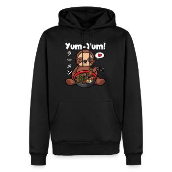 Yum Yum Japan Anime Ramen Nudel Faultier - Männer Premium Bio Hoodie - Schwarz - Vorne - Nico (187cm)