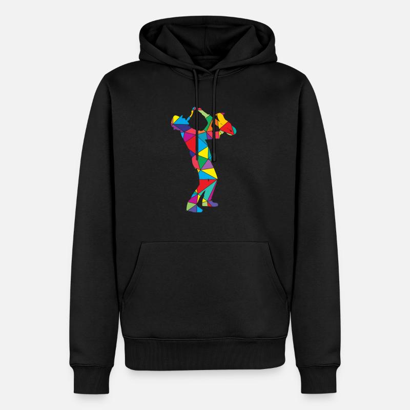 Low Poly Polygon Saxophon - Männer Premium Bio Hoodie - Schwarz