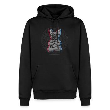 Yoga Hund Bulldoggen Yoga - Männer Premium Bio Hoodie - Schwarz - Vorne - Nico (187cm)