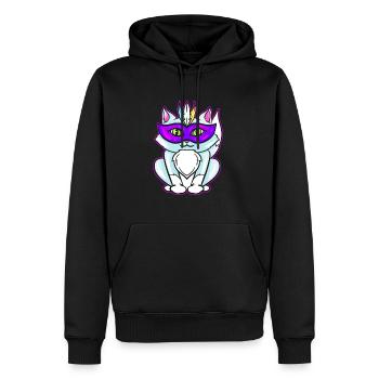 Chat Kawaii mignon avec masque violet pour Mardi Gras - Sweat à capuche Premium bio Homme - noir - Devant - Nico (187cm)