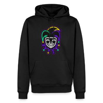 Jester Outline For Mardi Gras - Men’s Premium Organic Hoodie - black - Front - Nico (187cm)