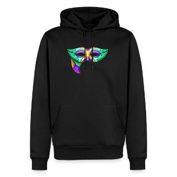 Masque vert pour Mardi Gras - Sweat à capuche Premium bio Homme - noir - Devant - Nico (187cm)