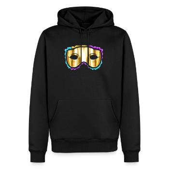 Masque jaune doré pour Mardi Gras - Sweat à capuche Premium bio Homme - noir - Devant - Nico (187cm)