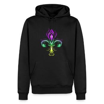 Fleur de Lis avec dégradé de couleurs en or, vert - Sweat à capuche Premium bio Homme - noir - Devant - Nico (187cm)