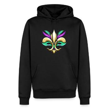 Combinaison de masque et fleur de lis pour Mardi - Sweat à capuche Premium bio Homme - noir - Devant - Nico (187cm)