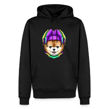 Cute Bear with Jester Hat for Mardi Gras - Men’s Premium Organic Hoodie - black - Front - Nico (187cm)