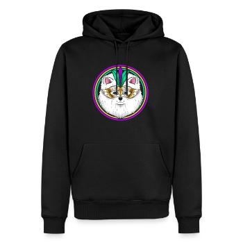 Chien de Poméranie ou Samoyède avec masque pour Mardi Gras - Sweat à capuche Premium bio Homme - noir - Devant - Nico (187cm)