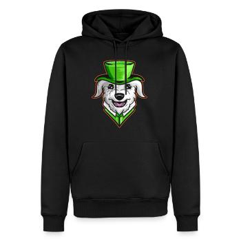Irish Wolfhound avec Green Hat Neckerchief St - Sweat à capuche Premium bio Homme - noir - Devant - Nico (187cm)