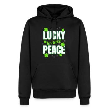 Les trèfles ont de la chance d’avoir la paix sur St - Sweat à capuche Premium bio Homme - noir - Devant - Nico (187cm)
