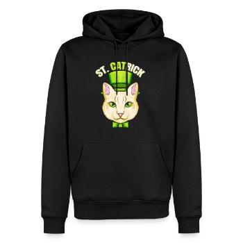 Cat With Green Loop And Cylinder Hat St Catrick - Männer Premium Bio Hoodie - Schwarz - Vorne - Nico (187cm)