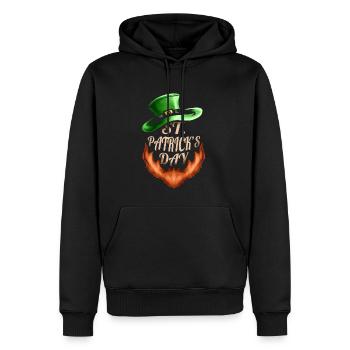 Green Hat And Red Beard Logo For St Patricks Day - Männer Premium Bio Hoodie - Schwarz - Vorne - Nico (187cm)