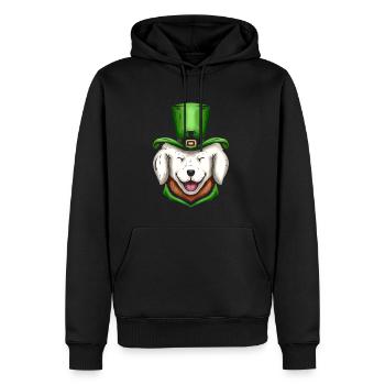 Cute White Dog Golden Retriever Green Hat St - Männer Premium Bio Hoodie - Schwarz - Vorne - Nico (187cm)