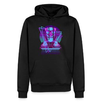 Vaporwave Mops DJ Pult Mops - Männer Premium Bio Hoodie - Schwarz - Vorne - Nico (187cm)