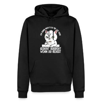 Kann nichts dafür wie mein Gesicht aussieht - Männer Premium Bio Hoodie - Schwarz - Vorne - Nico (187cm)