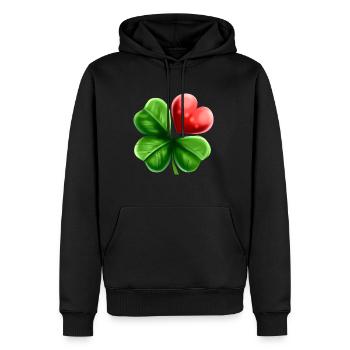 Four Leaf Clover Shamrock With Heart For St - Männer Premium Bio Hoodie - Schwarz - Vorne - Nico (187cm)