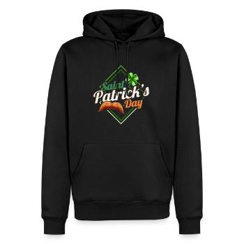 Four Leaf Clover And Moustache Logo On St - Männer Premium Bio Hoodie - Schwarz - Vorne - Nico (187cm)