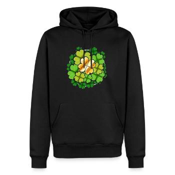 Golden Four Leaf Clover Shamrock Logo For St - Männer Premium Bio Hoodie - Schwarz - Vorne - Nico (187cm)