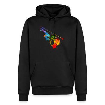 Splash Violine - Männer Premium Bio Hoodie - Schwarz - Vorne - Nico (187cm)