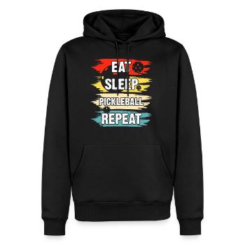 Eat Sleep Pickleball repeat - Männer Premium Bio Hoodie - Schwarz - Vorne - Nico (187cm)