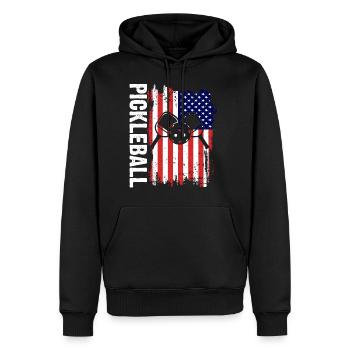 American Flag Pickleball Lover Paddle - Männer Premium Bio Hoodie - Schwarz - Vorne - Nico (187cm)