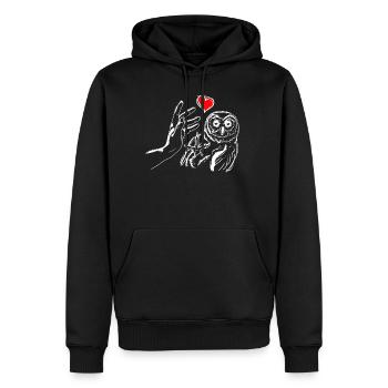 Hibou Oiseau Amour Hiboux High Five - Sweat à capuche Premium bio Homme - noir - Devant - Nico (187cm)