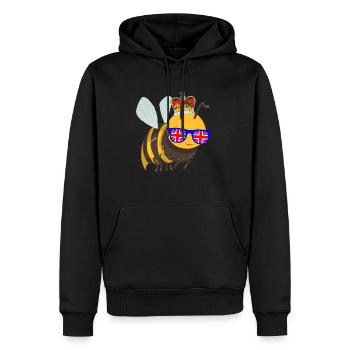 Abeille portant la couronne de la reine d’Angleterre - Sweat à capuche Premium bio Homme - noir - Devant - Nico (187cm)