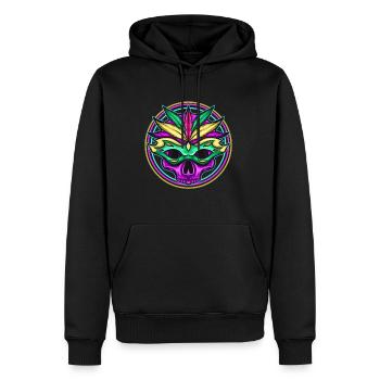 Logo Crâne Violet Masqué pour Mardi Gras - Sweat à capuche Premium bio Homme - noir - Devant - Nico (187cm)