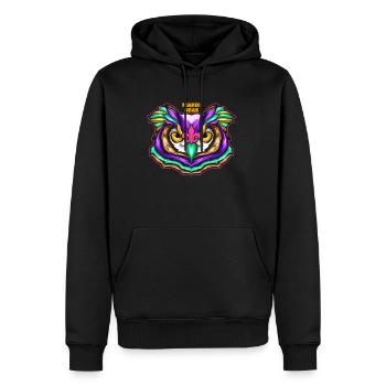 Purple Green Owl With Pink Fleur De Lis For Mardi - Männer Premium Bio Hoodie - Schwarz - Vorne - Nico (187cm)