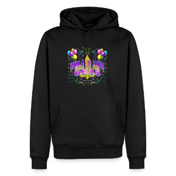 Logo avec Ballons et Fleur de Lis pour Mardi Gras - Sweat à capuche Premium bio Homme - noir - Devant - Nico (187cm)