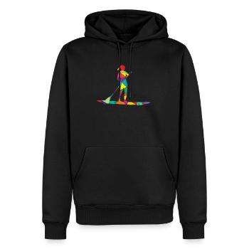 Low Poly Paddler Polygon Stand Up Paddle - Sweat à capuche Premium bio Homme - noir - Devant - Nico (187cm)