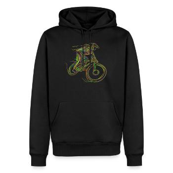 Mountain Bike Line Art Main Dessin au trait à main levée - Sweat à capuche Premium bio Homme - noir - Devant - Nico (187cm)