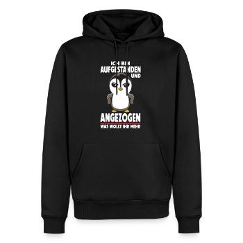 Ich bin aufgestanden angezogen was wollt ihr mehr - Männer Premium Bio Hoodie - Schwarz - Vorne - Nico (187cm)