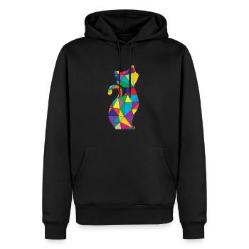 Cat Meow Polygon Cat Kitten - Men’s Premium Organic Hoodie - black - Front - Nico (187cm)