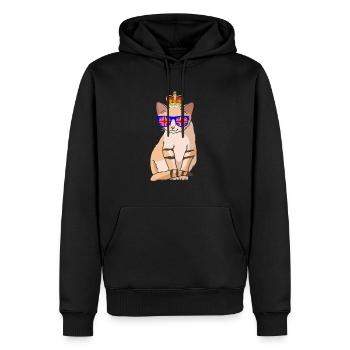 Süße Katze Queen Elizabeth II Britische Krone - Männer Premium Bio Hoodie - Schwarz - Vorne - Nico (187cm)