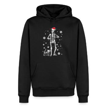 Skeleton Saxophone Cat - Männer Premium Bio Hoodie - Schwarz - Vorne - Nico (187cm)