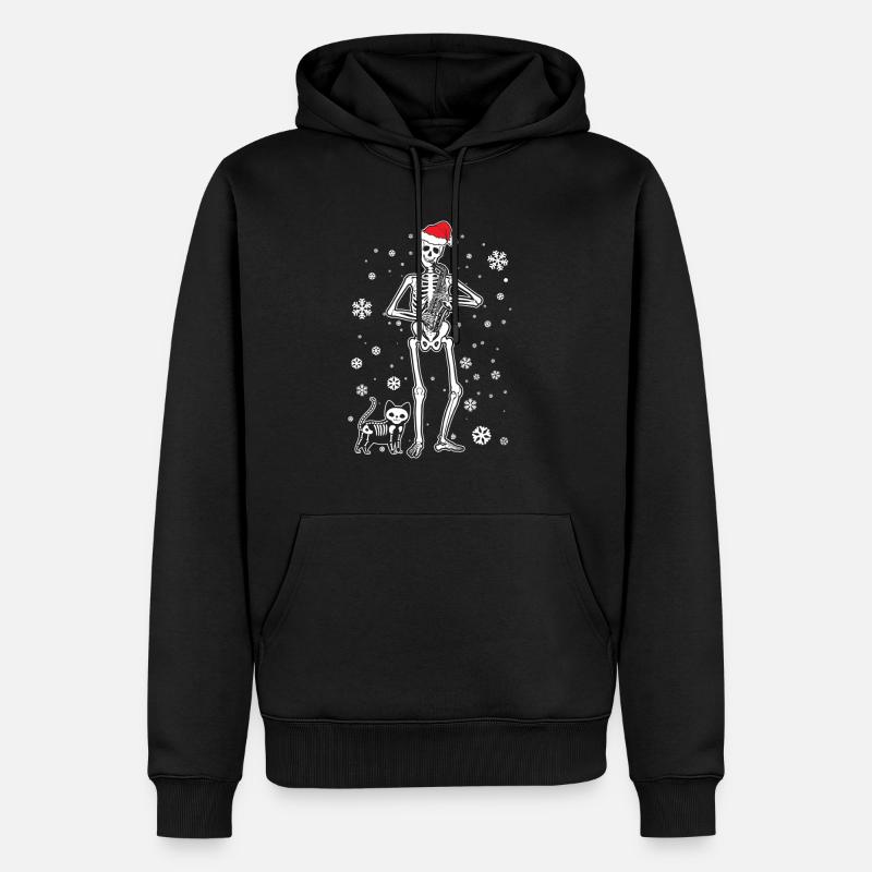 Skeleton Saxophone Cat - Männer Premium Bio Hoodie - Schwarz