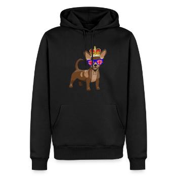 Chihuahua Queen Elizabeth II Couronne britannique - Sweat à capuche Premium bio Homme - noir - Devant - Nico (187cm)