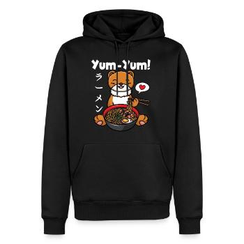 Japon Anime Weasel Ramen Noodles Manga Kawaii - Sweat à capuche Premium bio Homme - noir - Devant - Nico (187cm)