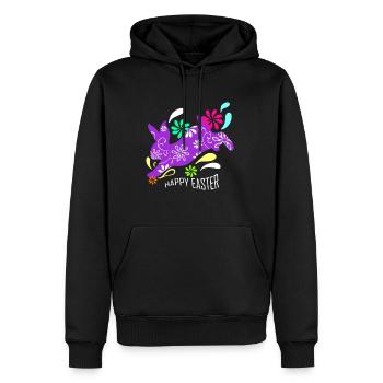 Purple Easter Rabbit With Flowers On Happy Easter - Männer Premium Bio Hoodie - Schwarz - Vorne - Nico (187cm)