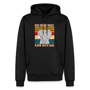 Der Frühe Vogel kann mich mal Elefant Kaffee - Männer Premium Bio Hoodie - Schwarz - Vorne - Nico (187cm)