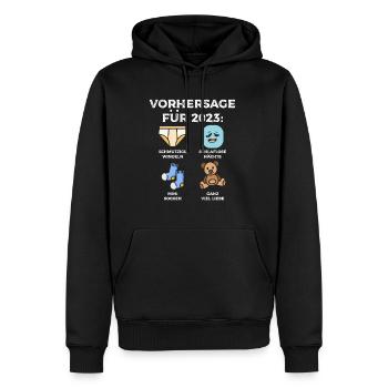 Werdende Eltern Vorhersage für 2023 Werdender Papa - Männer Premium Bio Hoodie - Schwarz - Vorne - Nico (187cm)