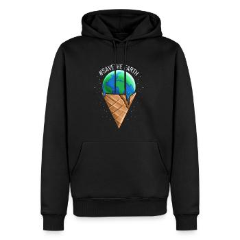 Cornet de crème glacée avec boule de crème glacée fondante pour - Sweat à capuche Premium bio Homme - noir - Devant - Nico (187cm)