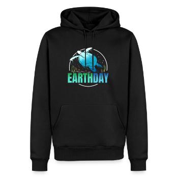 Logo Tortue de mer nageant dans l’océan pour la Terre - Sweat à capuche Premium bio Homme - noir - Devant - Nico (187cm)