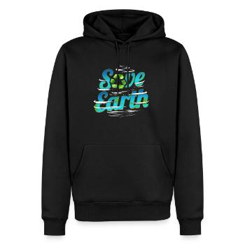 Save Earth With Recycle Logo And Clouds For Earth - Männer Premium Bio Hoodie - Schwarz - Vorne - Nico (187cm)