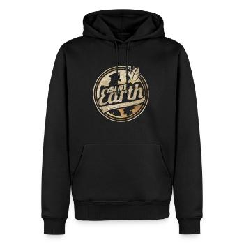 Logo Sauvez la Terre pour le Jour de la Terre - Sweat à capuche Premium bio Homme - noir - Devant - Nico (187cm)