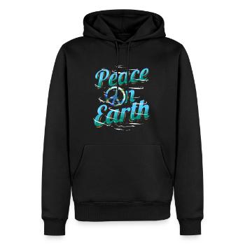 Logo La paix sur Terre pour le Jour de la Terre - Sweat à capuche Premium bio Homme - noir - Devant - Nico (187cm)