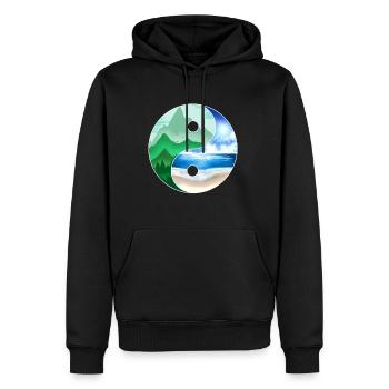 Logo Yin And Yang - Mountains And Ocean For Earth - Männer Premium Bio Hoodie - Schwarz - Vorne - Nico (187cm)