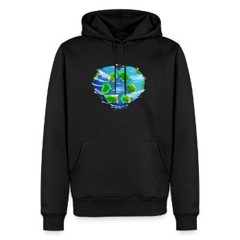 Cœur de terre avec nuages et logo de recyclage pour - Sweat à capuche Premium bio Homme - noir - Devant - Nico (187cm)