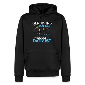 Genitiv ins Wasser weil es Dativ ist - Männer Premium Bio Hoodie - Schwarz - Vorne - Nico (187cm)